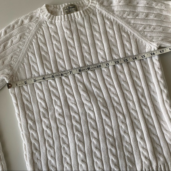 Vintage L.L. Bean 100% cotton white cable knit sweater, size small - Picture 7 of 7